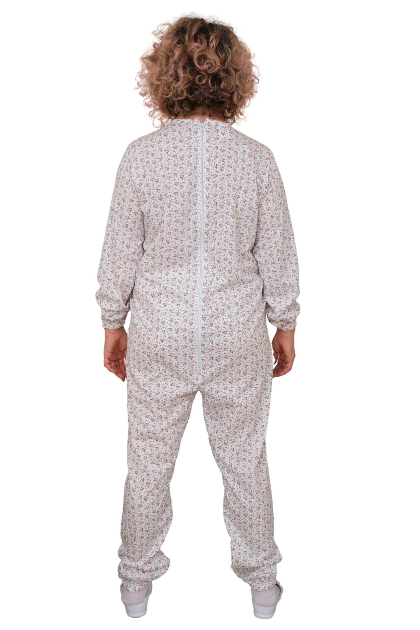 FERRUCCI COMFORT Schlafanzug aus frischer Baumwolle für ältere Menschen, langärmelig, Rücken- und Beinabschluss, Inkontinenz, Alzheimer, Made in Italy