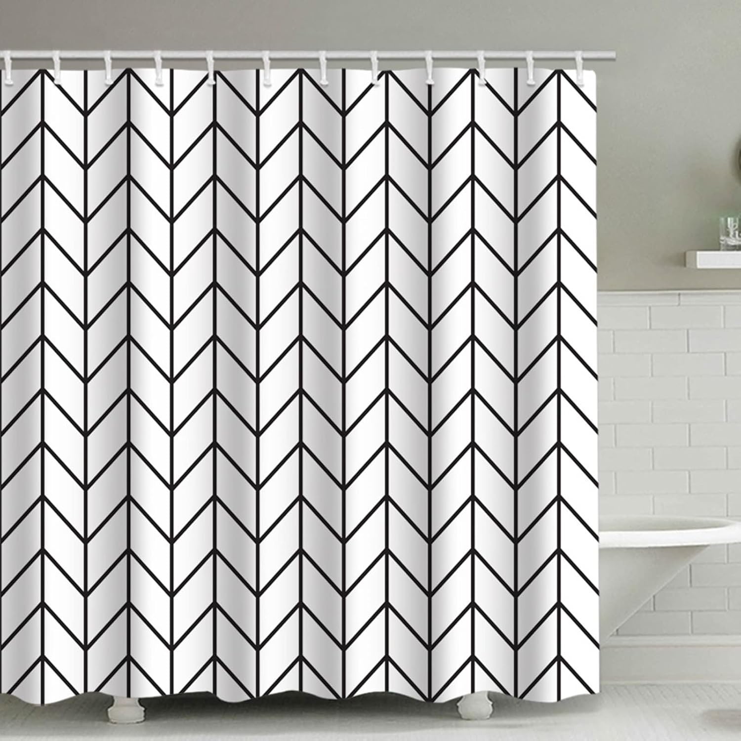 Hotel Shower Curtain 48x72, Bathtub Shower Curtain for Farmhouse Herringbone Pattern, 120x180cm