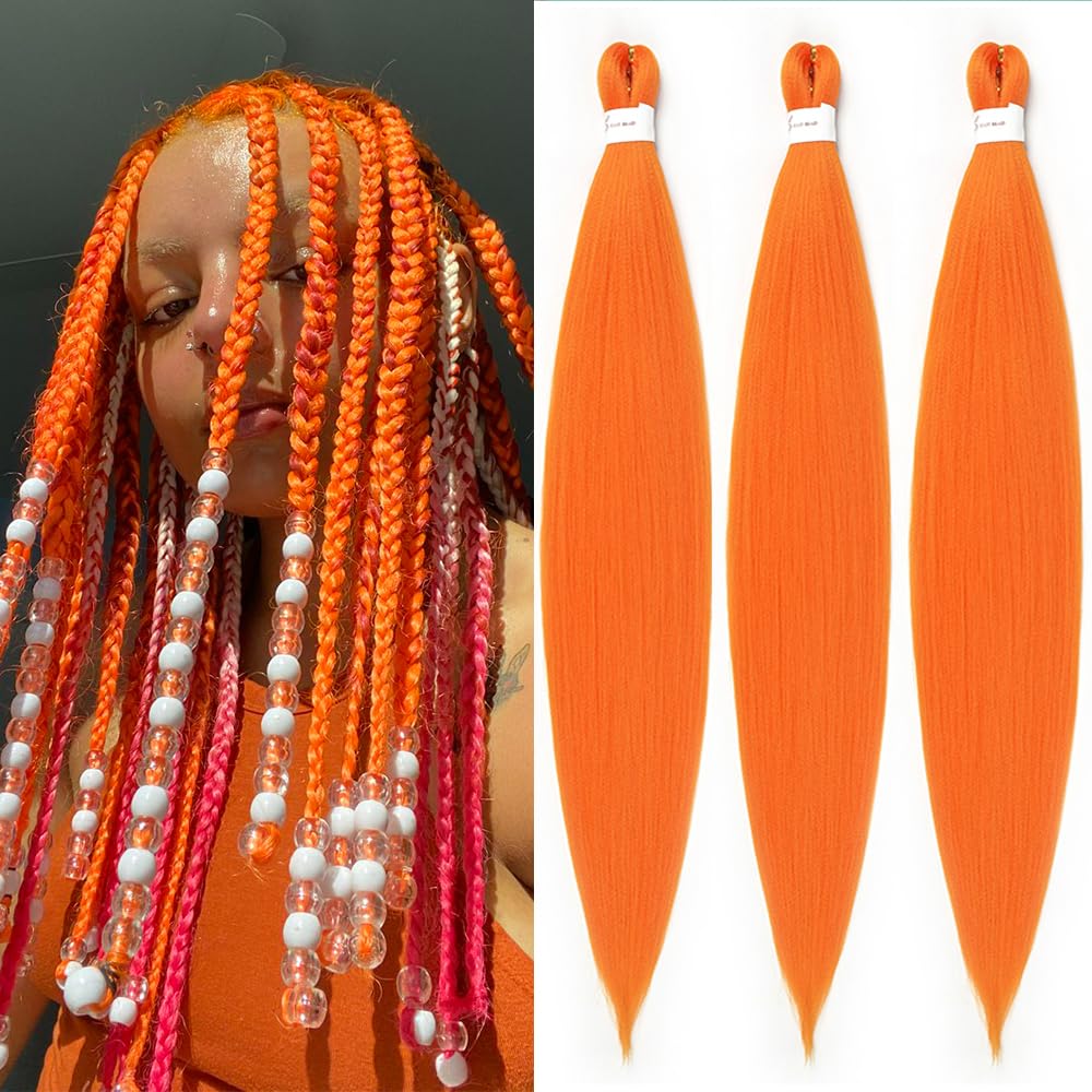 Orange Pre stretched Braiding Hair Braiding Hair