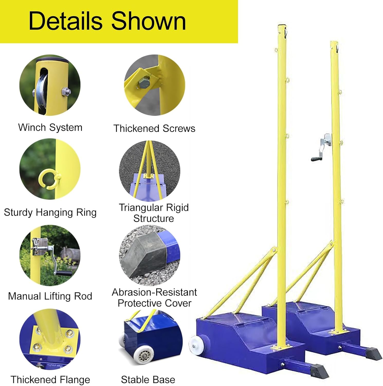 Badminton/Volleyball Poles for Backyard, Portable Volleyball Poles with Net Outdoor, Adjustable Height,Volleyball Training Set with Wheels,for Adult Kids School