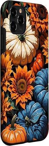 Miniatura 72 de Funda para iPhone 13 Pro Max Bonito arte de calabazas, girasoles y hojas de otoño