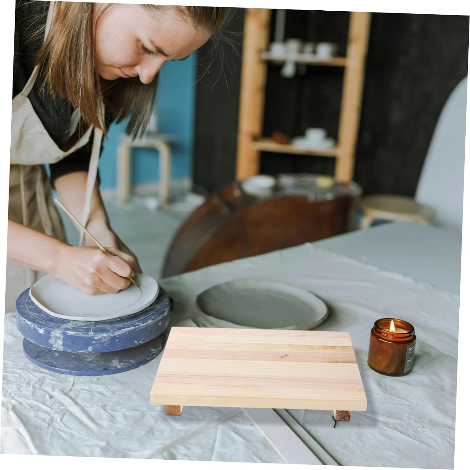 LALAFINA 2pcs Wooden Clay Boards for Sculpting and Pottery Projects Durable Absorbent Drying Mats Natural Crafting Tools for Ceramics and Arts
