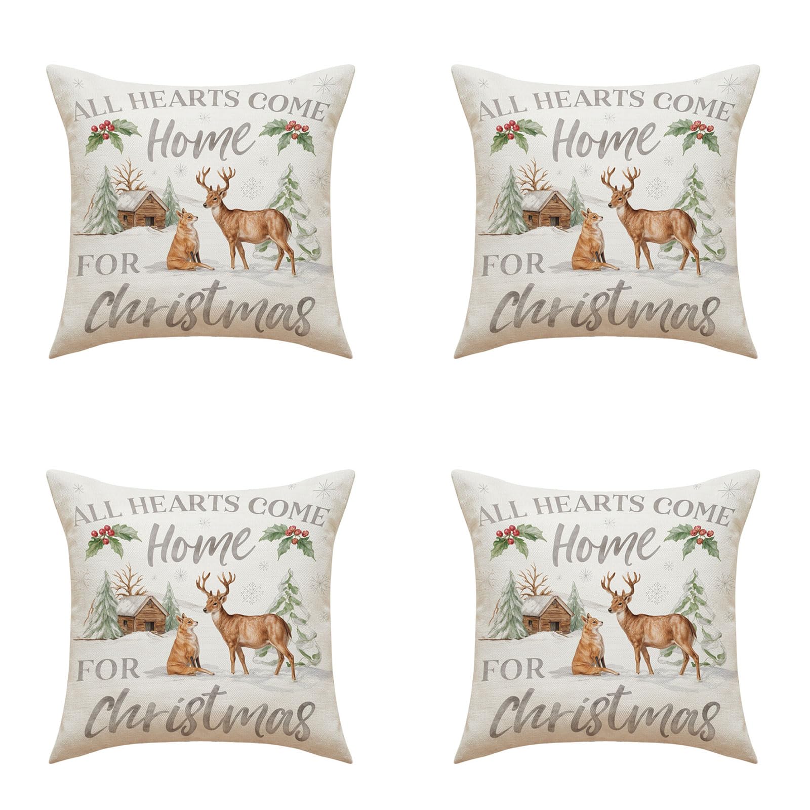 Tsophreniq Decorative Animal Antlers Cushions Covers 45x45cm Soft Cotton Linen Blend Pillowcase for Sofa Chair Animal Print Pillows