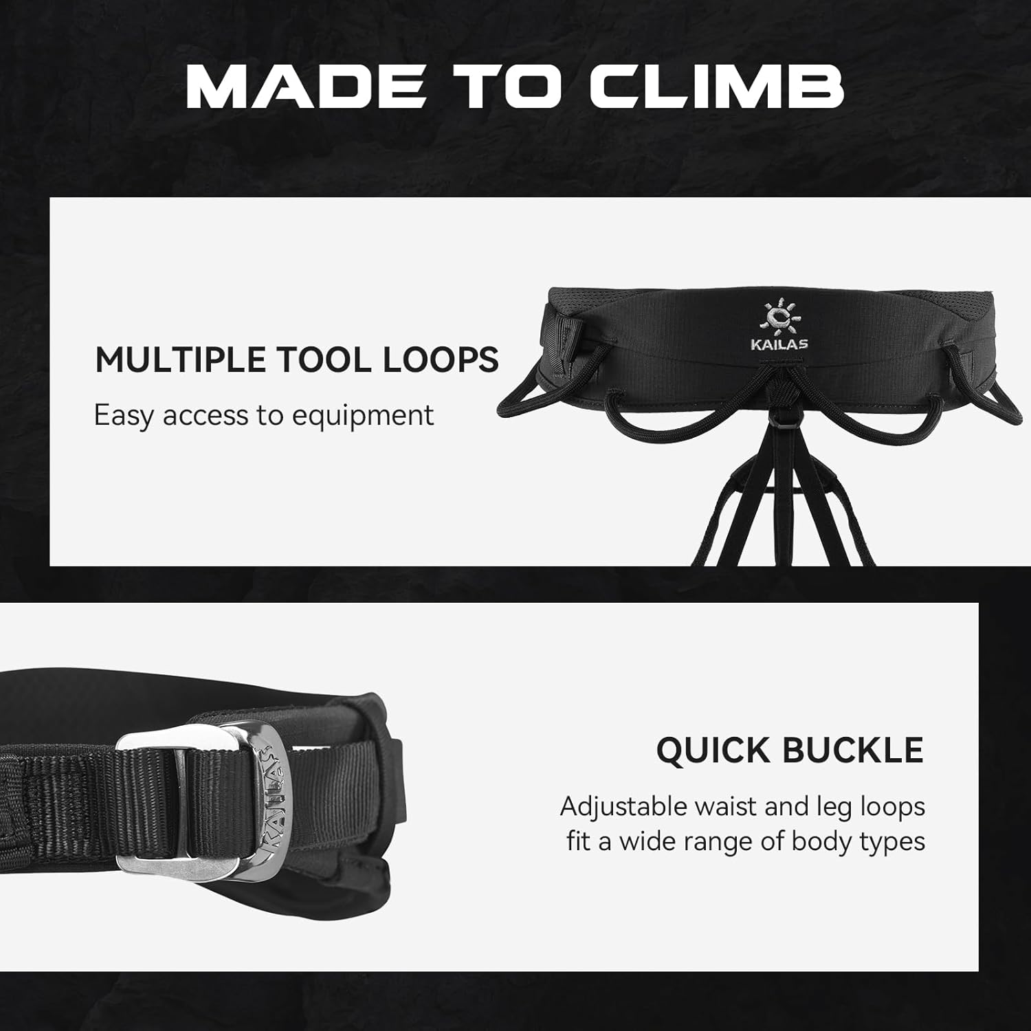 KAILAS B4 Rocking Climbing Harness Adjustable Roofing Harness Rescue Safety Harness Tree Climbing Harness Spikes