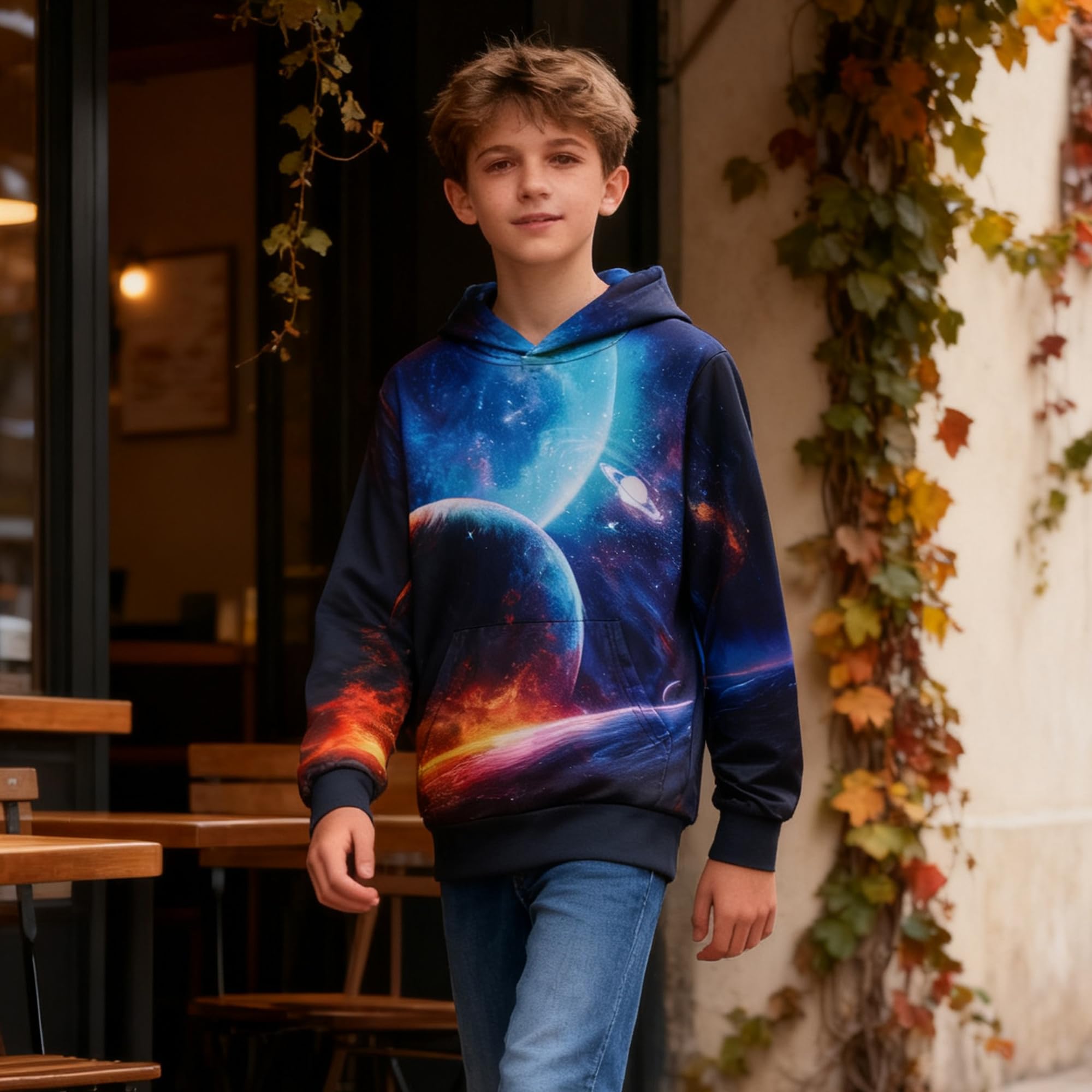 Kids4ever Dziecięca bluza z kapturem 3D, zabawny nadruk, sweter z kapturem, długi rękaw, bluza z kapturem, dla chłopców i dziewczynek, z kieszenią, wiek 6-16 lat