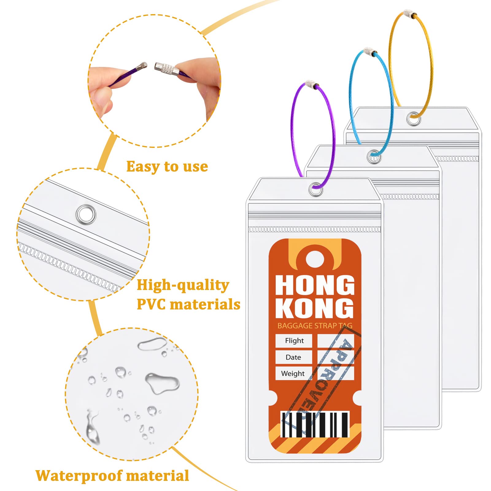 Etichette Bagaglio Crociera 5 Pezzi - Portaetichette Impermeabili Trasparenti Con Anelli - Foto 11