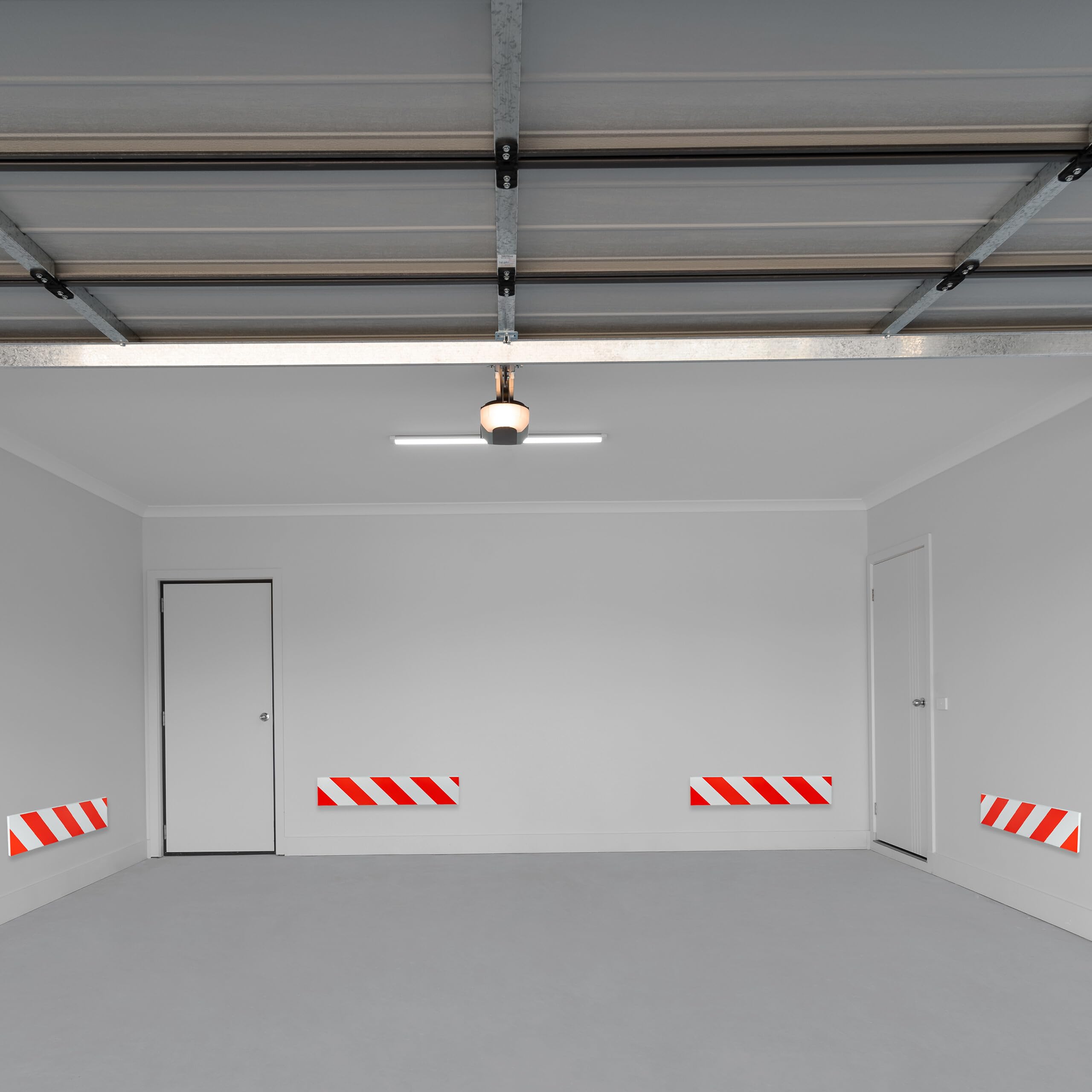 Relaxdays Paracolpi Garage, Set da 4, Protezione Portiere Auto, Adesivo Eva Paraurti da Muro, 10 x 50 cm, Rosso Bianco