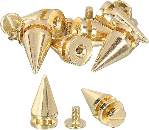 uxcell 8 remaches de espiga de cono de 0.39 x 0.78 pulgadas, tornillos traseros para árbol y picos para manualidades de cuero, ropa, zapatos,