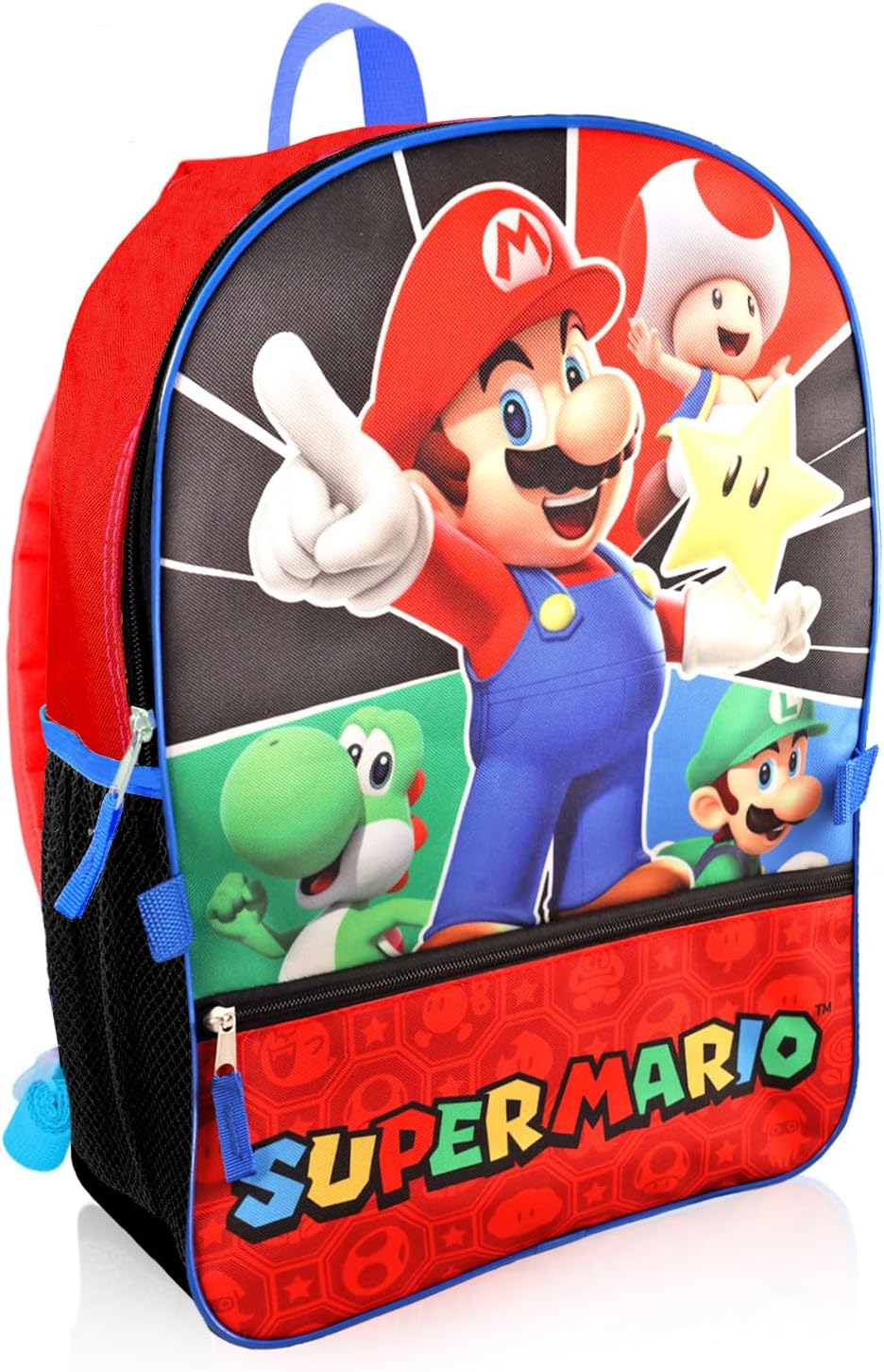 Super Mario Backpack and Lunch Box Set for Kids - Bundle with Backpack, Lunch Bag, Stickers, Water Bottle, More | Mario Bag for Boys 4-6
