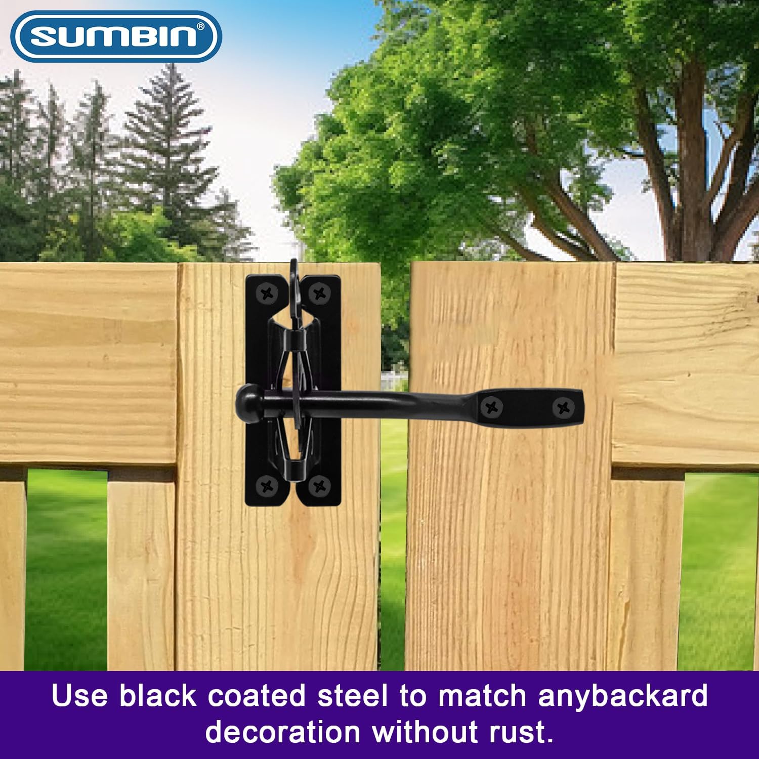 Hardware Automatic Self Locking Gate Latch Door Lock Barn Door Hardware in Black 2 Packs image 4