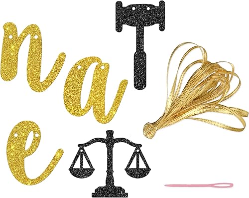 Miniatura 3 de Nacho Average Lawyer Banner Class FO 2023 Ley Graduación Fiesta Decoración Letrero de Suministros de Decoración Sign, Purpurina Dorada
