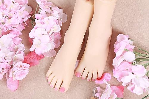 Miniatura 7 de Juguetes para pies de niños, 1 par de pies de silicona, maniquí de silicona de silicona Lifesize para mujer, exhibición de pie de maniquí de