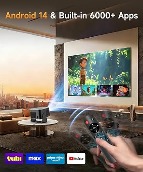 Magcubic Mini Beamer 4K/8K Native 1080P Unterstützt Projektor Tragbarer 600 ANSI Android 14 WiFi 6 Bluetooth 5.4 Autofokus 180° Drehbar 15W Lautsprecher Heimkino Outdoor HY350 Max