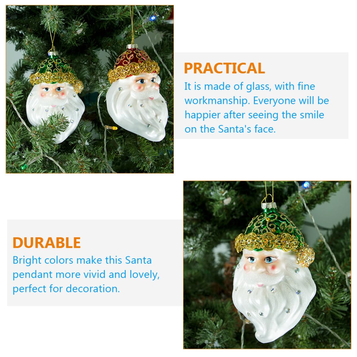 Decoración Navideña De Papá Noel 2 Colgantes Colgantes De Cristal Adornos Navideños