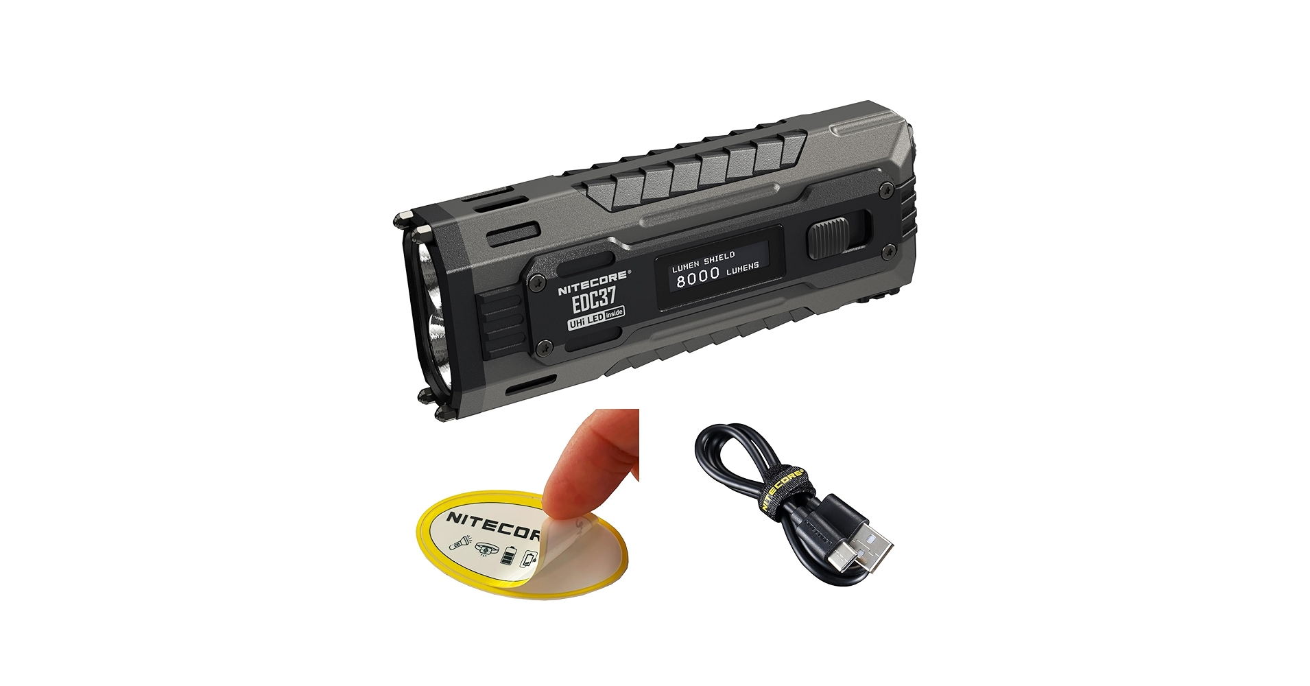 Nitecore EDC37 EDC Flashlight, 8000 Lumen Flat Shape USB-C