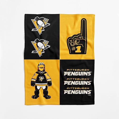 NHL Pittsburgh Penguins Officially Licensed Baby Swaddle Blanket, 40 x 50 in, Soft Lightweight Polyester, Domino Design