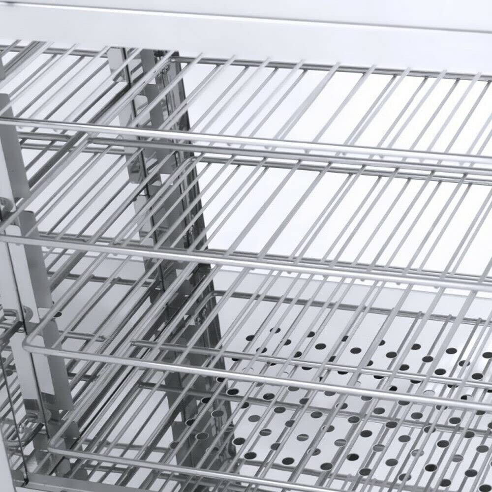 Futchoy Vetrina riscaldata con 4 telai in acciaio inox, scaldavivande commerciali, termostato regolabile da 30 °C fino a 85 °C, per mense, panetterie, 64 x 34 x 53 cm