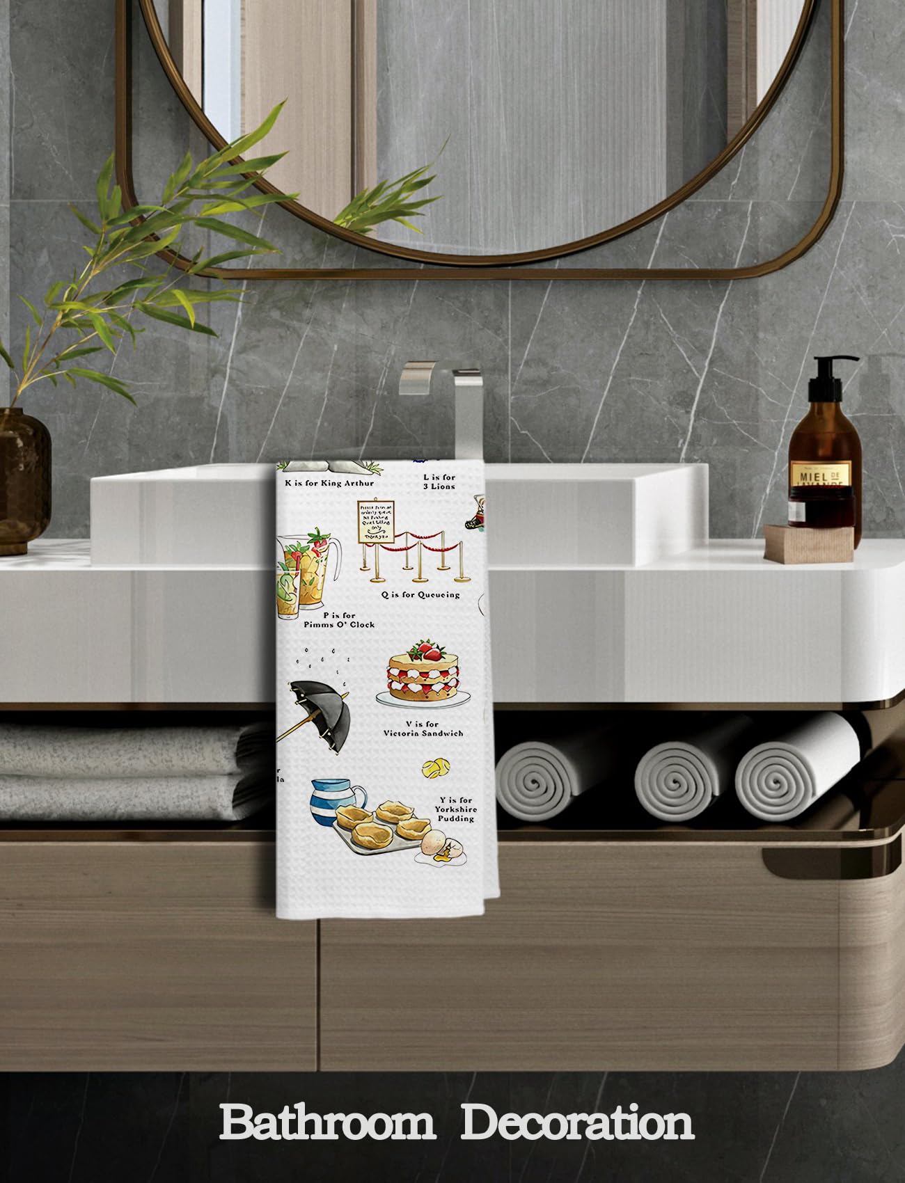 A Very English Alphabet Decorative Kitchen Towels 16x24 Inch ，English Gifts for Bathroom & Kitchen，British Gifts for Women Men，English Alphabet Lovers,