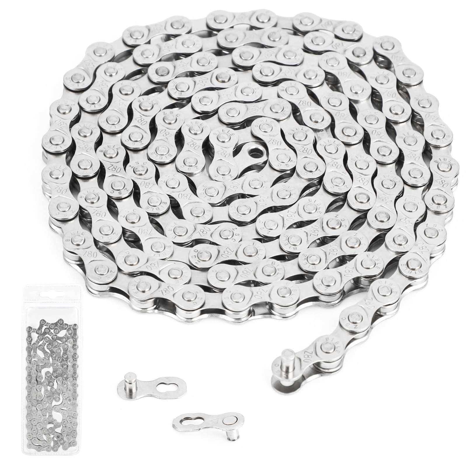 Catena Bicicletta 6/7/8 Velocità, 1/2 x 3/32 Pollici, Acciaio Speciale