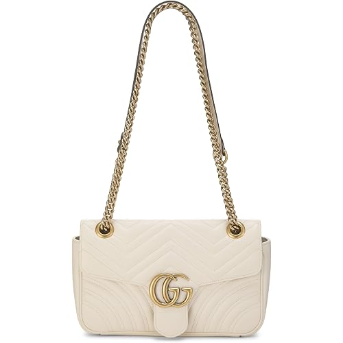 Gucci, Pre-loved White Leather GG Marmont Shoulder Bag Small, White