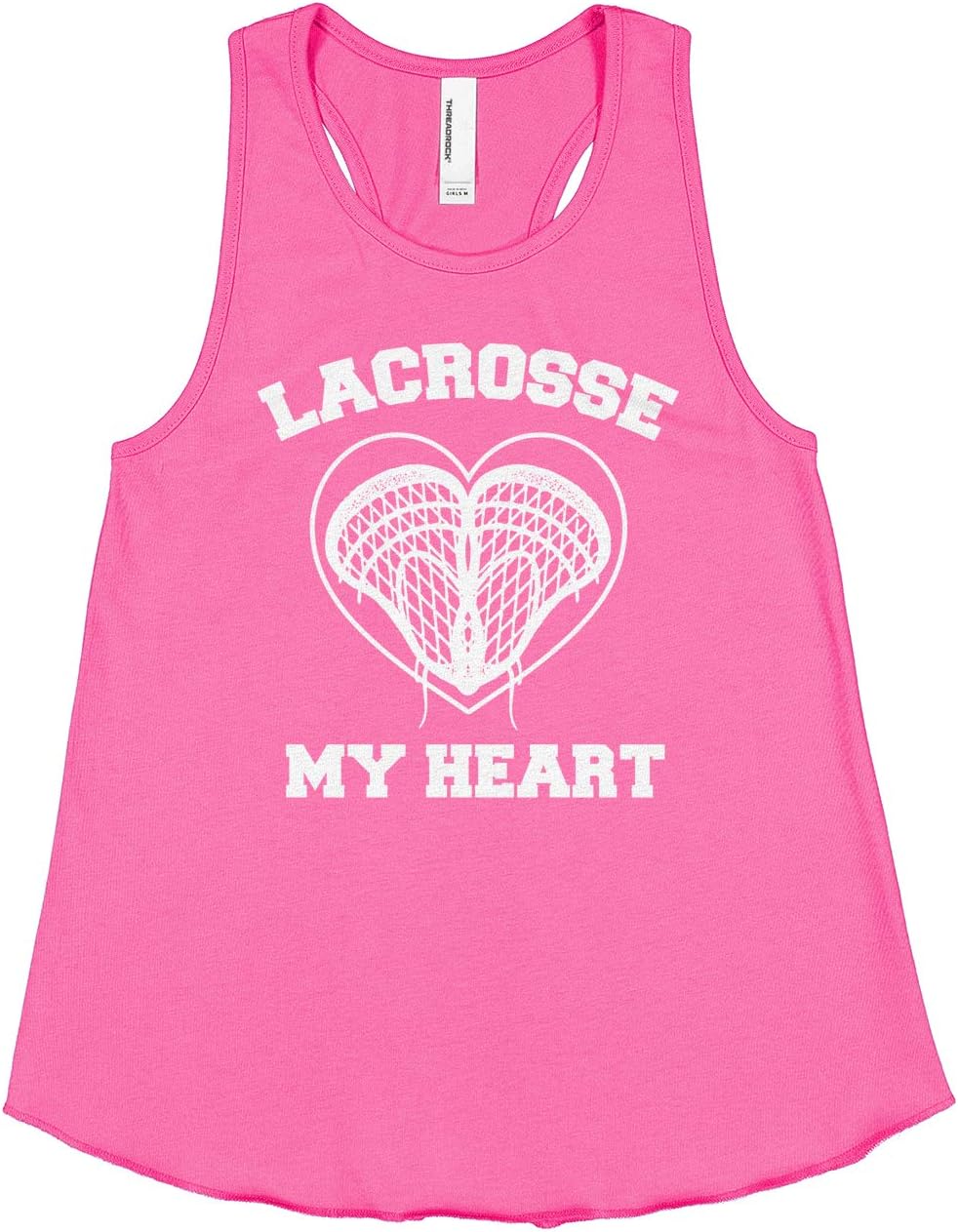 Threadrock Big Girls' Lacrosse My Heart Racerback Tank Top
