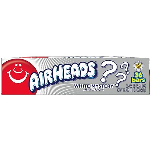 Miniatura 3 de Airheads Caramelos, barras de tamaño completo envueltas individualmente, misterio blanco, caramelo a granel, no se derrite, fiesta, 0.55 onzas