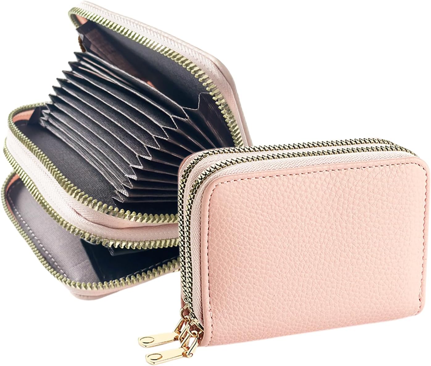 HomeImpel Credit Card Holder Wallet, Leather Zipper Card Case, Compact Wallet for Women (Green)
