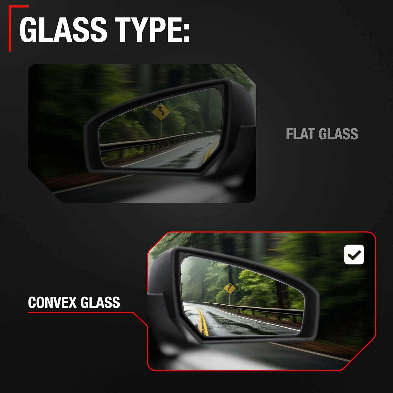 Passenger Side Mirror Replacement - Compatible with 2019-2024 Kia Forte - Powered Adjustment, Manual Fold, Convex Glass - Smooth Black, 12H3P - OEM 87620M7000, KI1321226