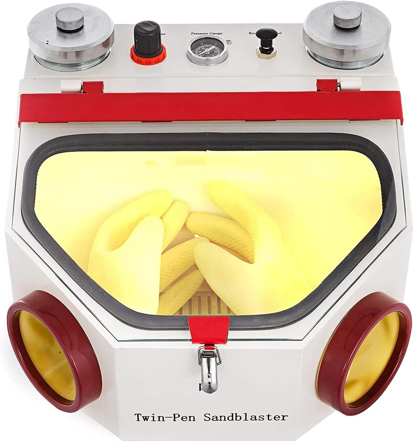 COYEUX Dental Sandblaster, Double-Pen Fine Sand Blasting Machine, with Foot Pedal Control and LED Light and Large View Window, for Lab Equipment