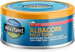 Wild Planet Albacore Tuna No Salt Added, Wild-Caught Pole & Line, Non-GMO Kosher 5oz Can