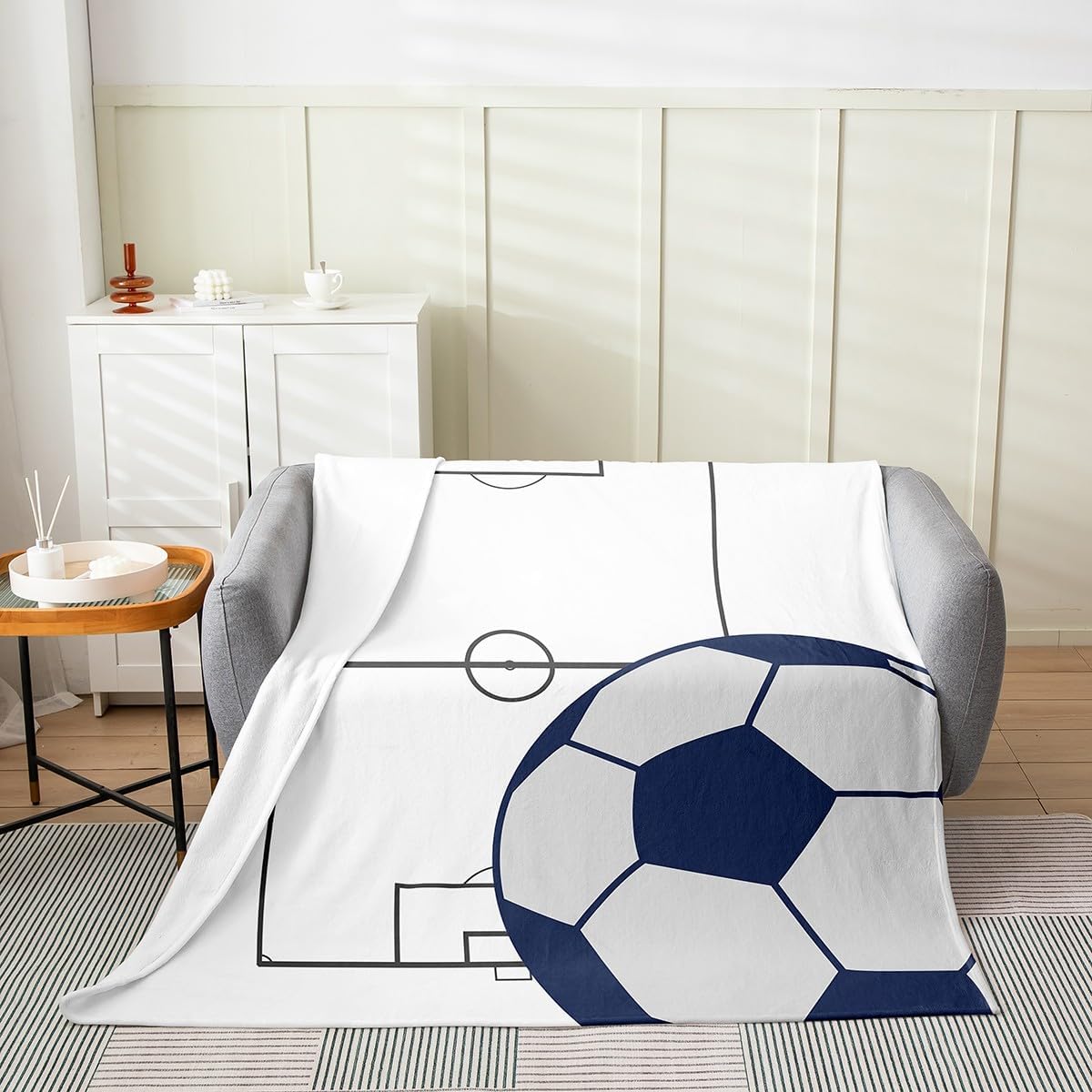 Erosebridal Kids Baseball Throw Blanket Queen 90X90,Sports Fleece Blanket,Navy Blue White Baseball Fuzzy Blanket Ball Competitive Games Blanket Soft Breathable Room Home Decor