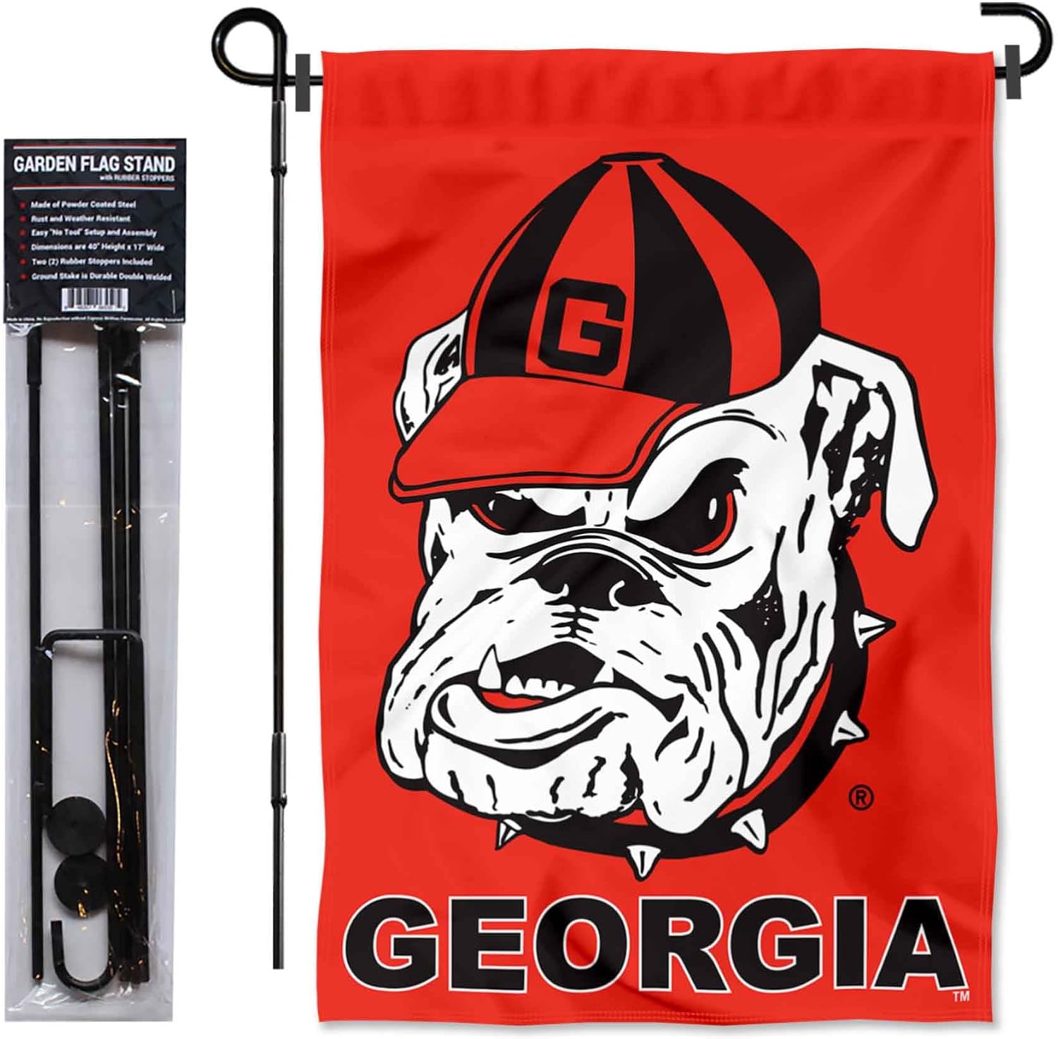 College Flags & Banners Co. Georgia Dawgs Garden Flag and Pole Holder Set