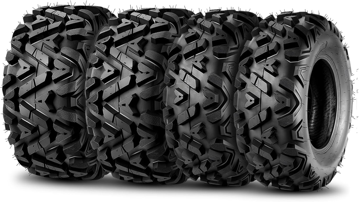 TRIPOWER Set of 4 ATV UTV Tires 25x8-12 Front & 25x10-12 Rear Tire, 6PR All Terrain Four Wheeler Tires 25x8x12 & 25x10x12 Sport Mud Trail Off-Road Tire, Tubeless