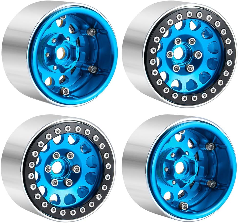 RC-Hub 4Pcs Aluminum Alloy 1.9" Beadlock Wheel Rims for 1/10 Axial SCX10 D90 TRX-4 CC01 RC Crawler Car (Mattee Sliver)