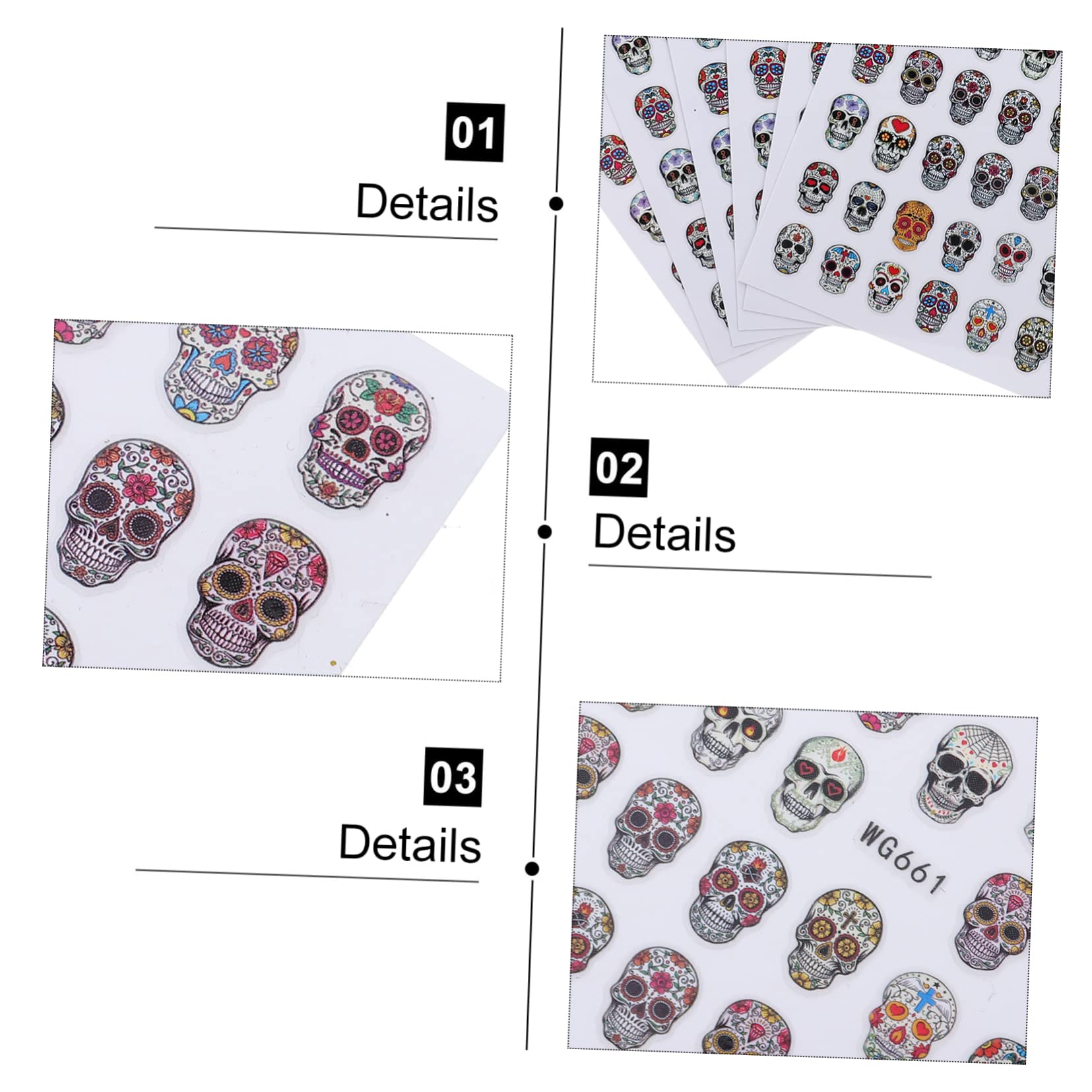 Ipetboom 80fogli Adesivi Per Unghie Halloween Stickers Decorativi Per Nail Facili Applicare Per Manicure Professionali