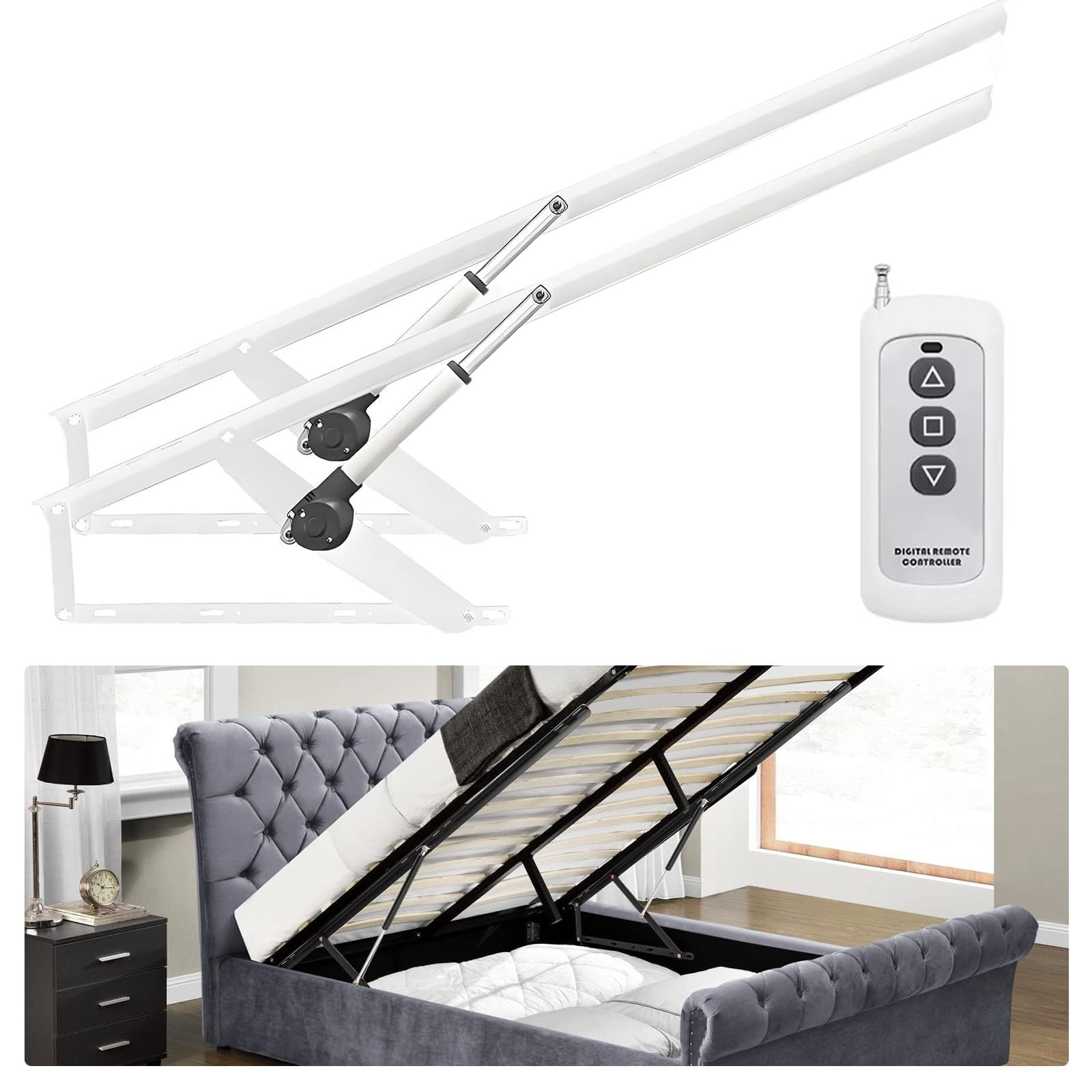 Mecanismo eléctrico de elevación de cama con control remoto, kit de elevación de almacenamiento resistente para marcos de cama y bases de sofá