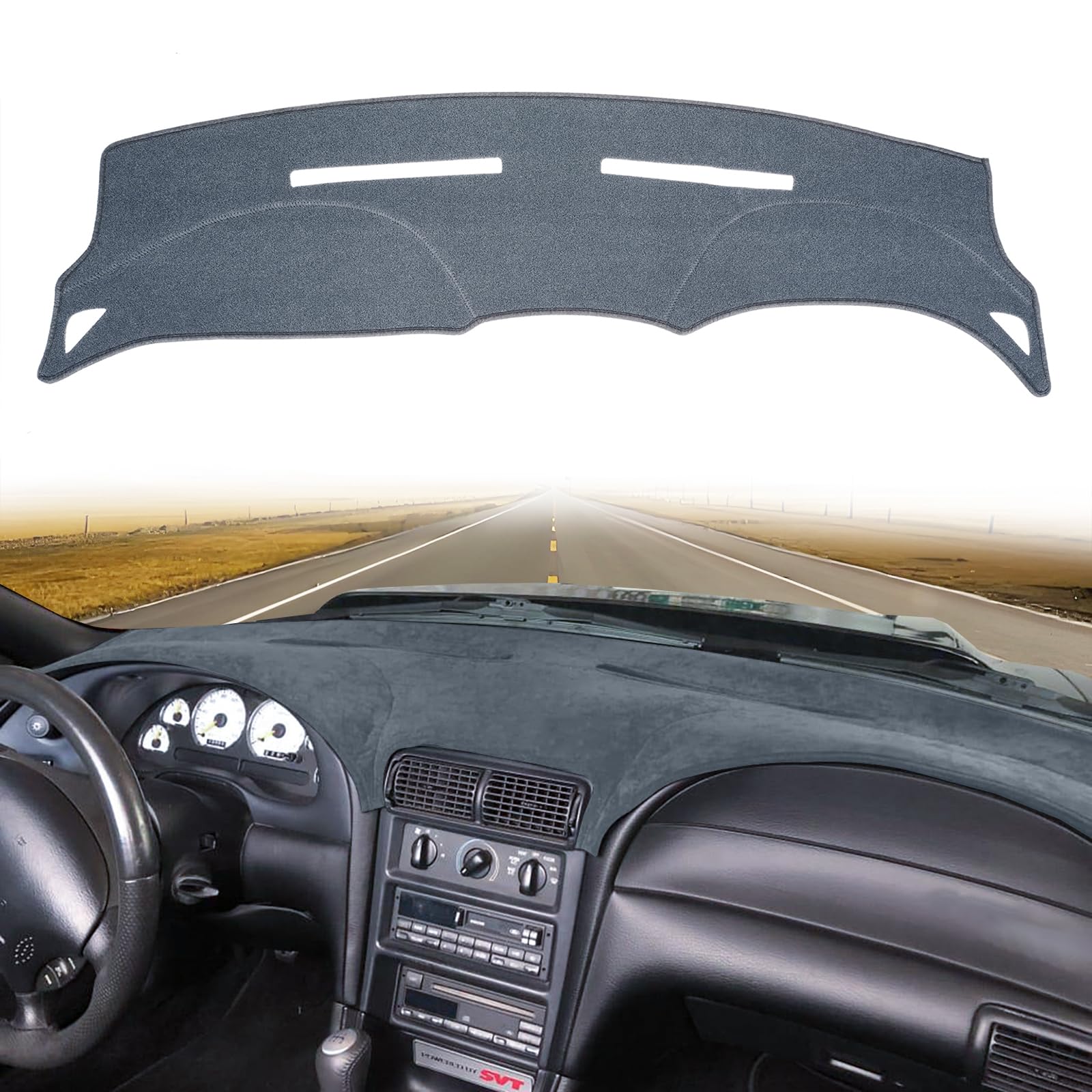 puxhig Dashboard Cover Dash Cover Mat Pad Carpet Custom Fit for Ford Mustang 1998 1999 2000 2001 2002 2003 2004 (Dark Gray)