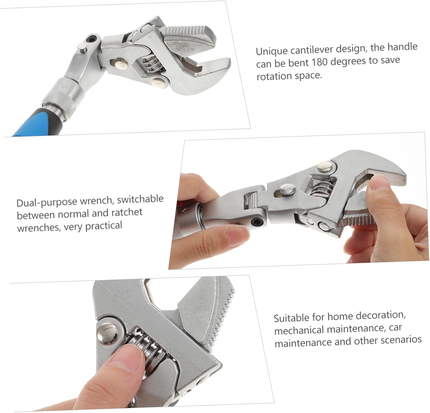 Gadpiparty Refrigeration Ratchet Wrench Folding Head Socket Wrench Professional and Practical