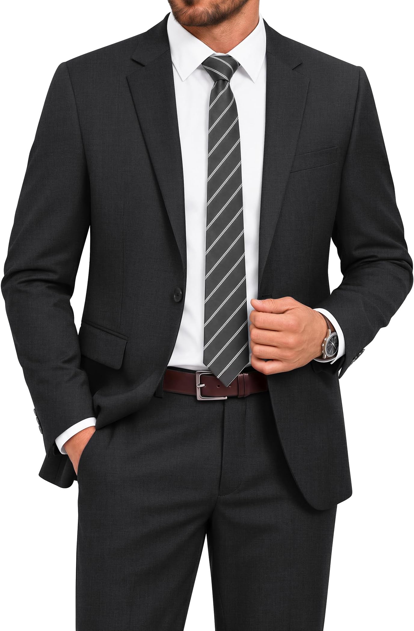 Men's Suits Regular Fit 2 Piece Dress Suit Blazer and Pants Set