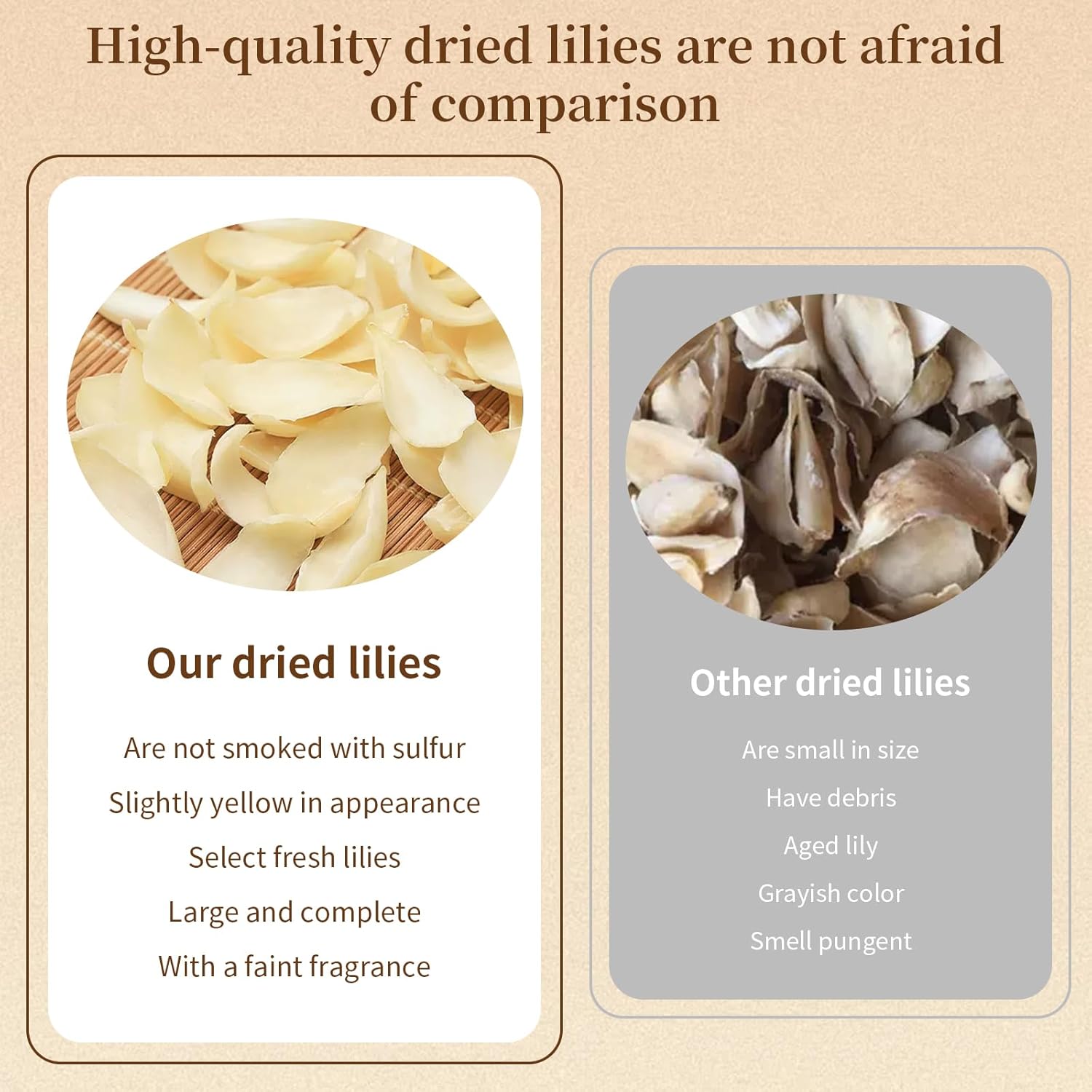 Wanhua Hall Dried lily Bulb Tea Bai He 8.5oz/240g (120g*2) Lily Bulb Pure Natural Dried Lily Buds for Cooking Chinese Sulfur-Free Food Making Porridge百合干 龙牙百合 百合