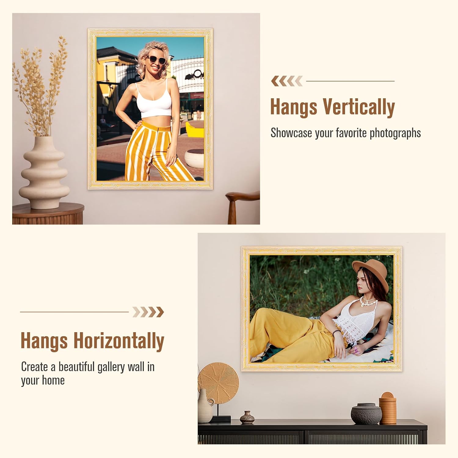 30x40 frame, gold vintage picture frames, 30 by 40 transitional modern rustic poster frame, ornate border design photo frame for home decor, horizontal & vertical mount, available in sizes & colors gold 30x40in
