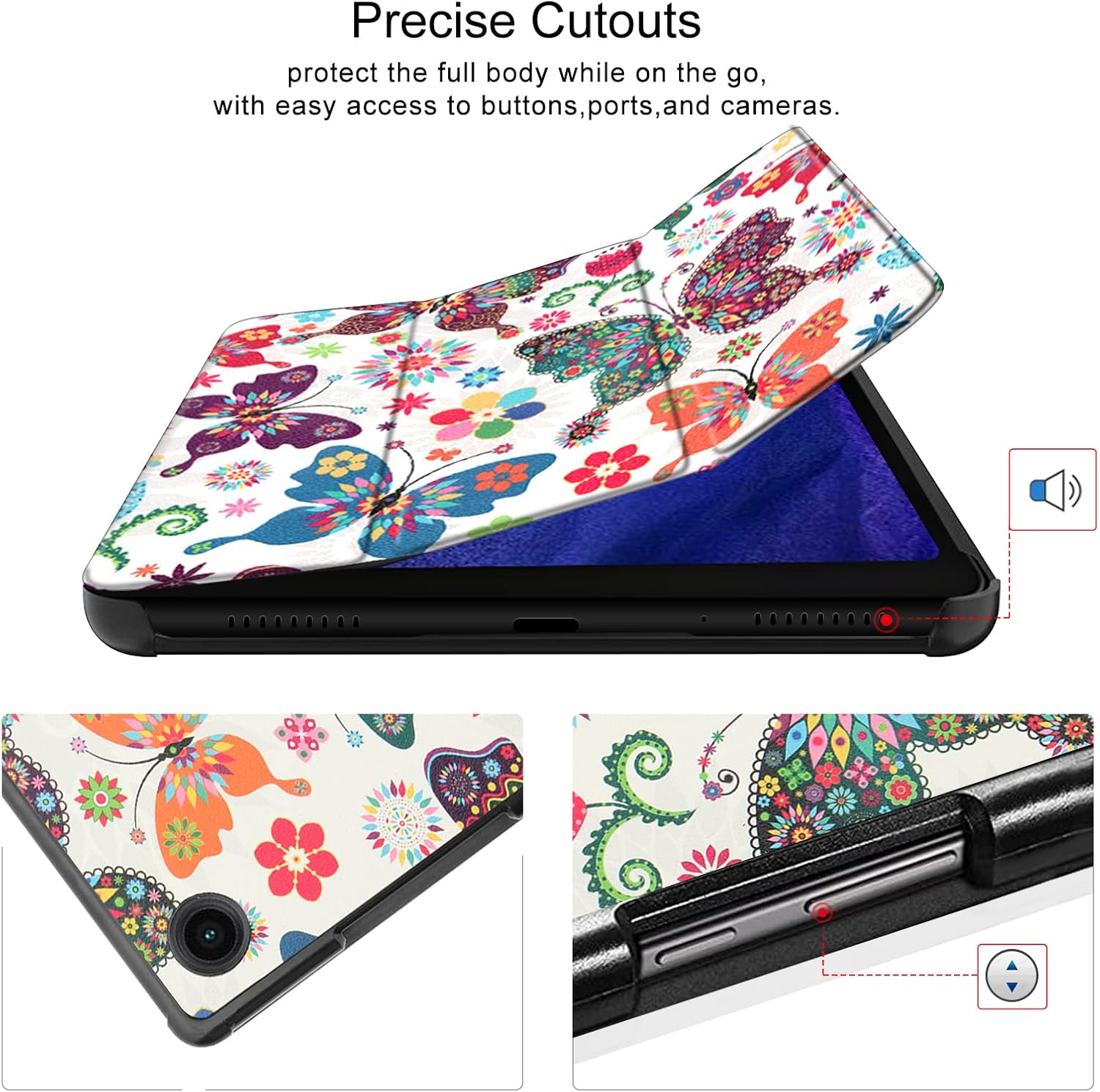 Janmitta Tablet Case for Samsung Galaxy Tab A8 10.5 Inch 2022,Ultra Light Slim Fit Shockproof Trifold Stand Cover with Smart Auto Wake/Sleep[Hard Back Shell],SM-X200/X205/X207 Butterfly : Electronics