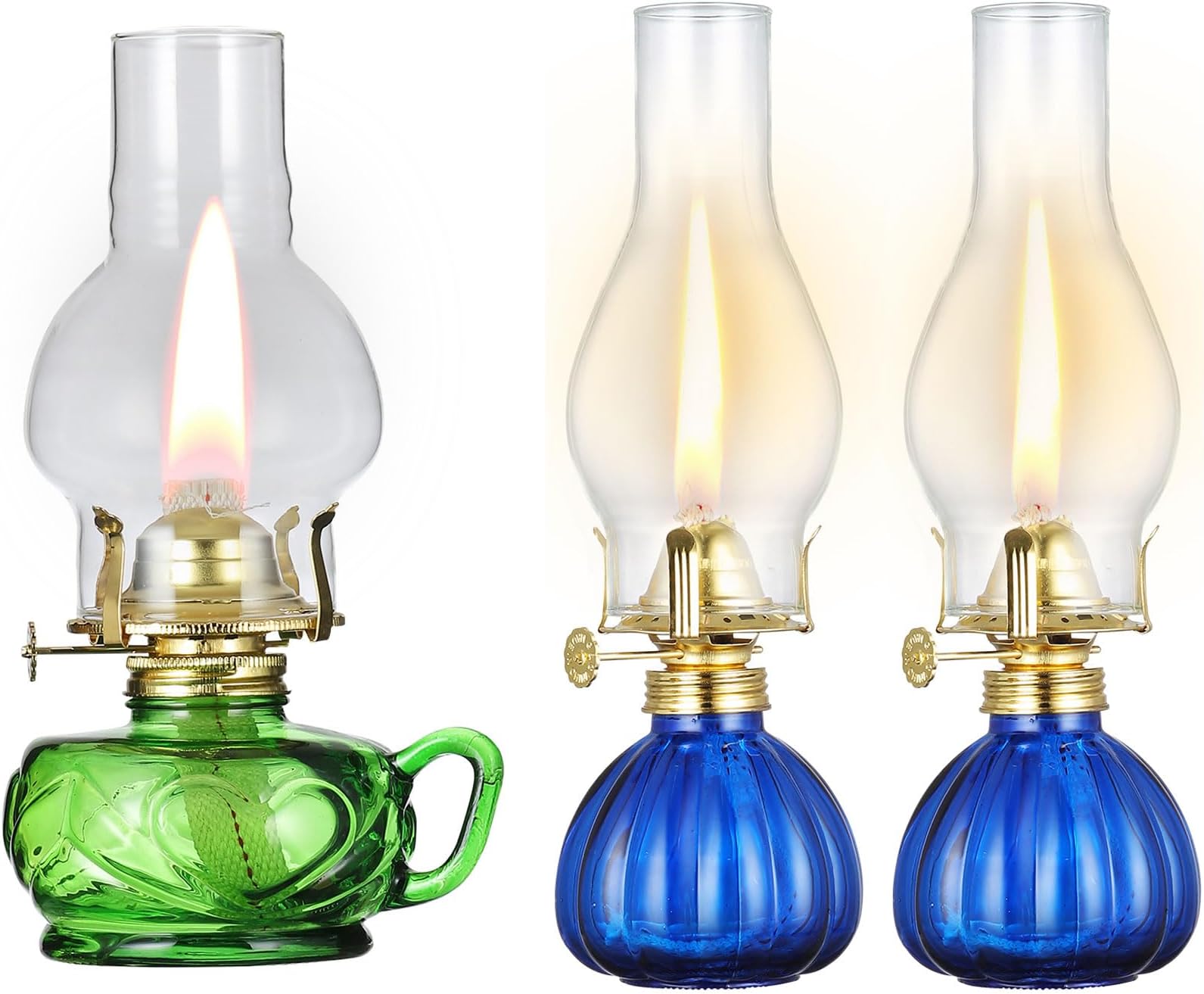 Amazon.com: DNRVK Vintage Green Kerosene Lamp with Handle Color Glass ...