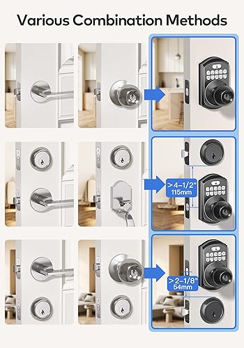 Miniatura 8 de TEEHO TE003 Cerradura de puerta con teclado de entrada sin llave con asa, cerraduras inteligentes digitales electrónicas para puerta delantera,