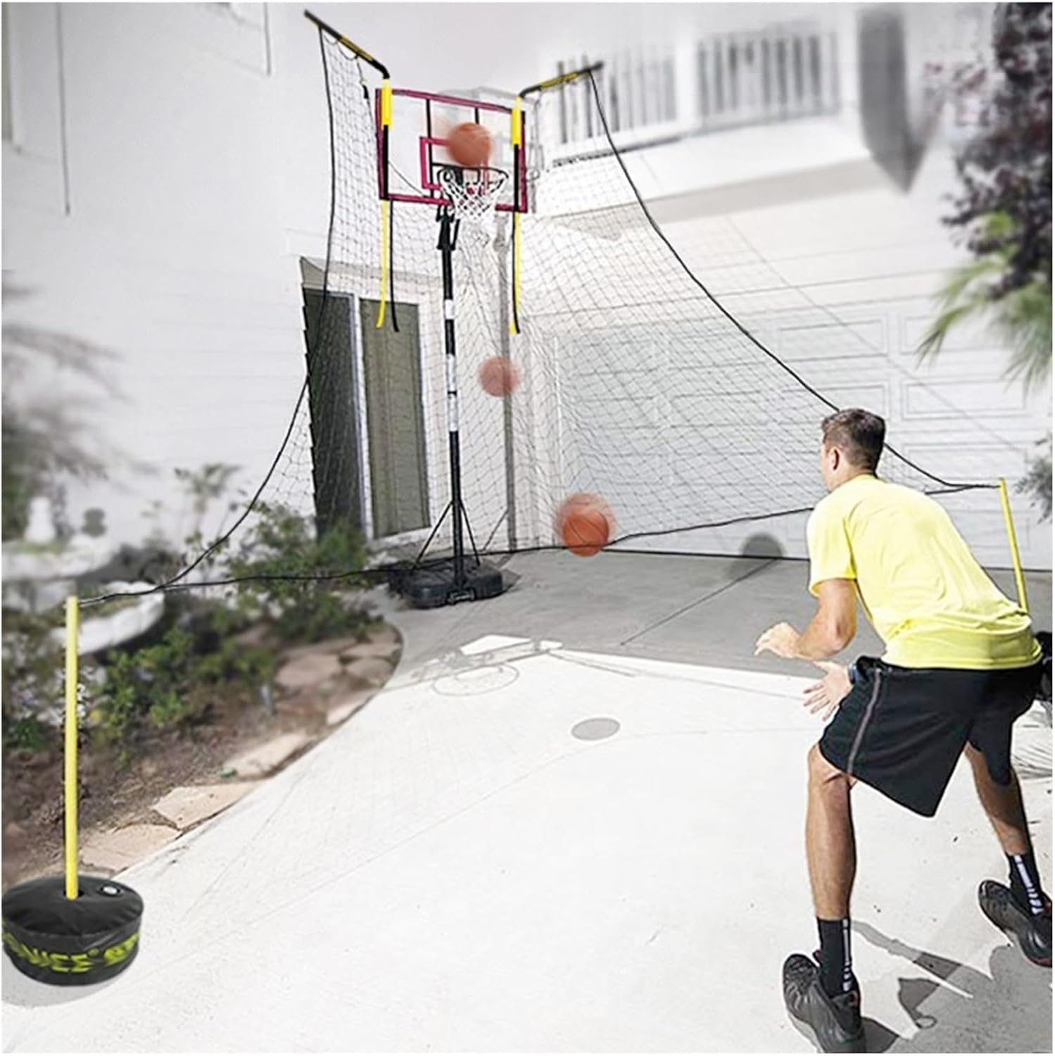 Basketball Rebounder Shot Returner Ball Return Net Guard - Hoop Accessories Removable Shooting Aid for 3-Pointers/Free-Throw Practice Suspended School