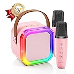 Kinglucky Mini Karaoke Machine for Kids, 2025 TOP Birthday Gifts Ideas for 3-12 Year Old Girls, Christmas Party Gifts Kids\' Personal Video Players Accessories with 2 Wireless Microphones-Black & Blue