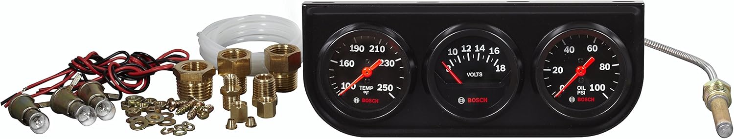 Bosch SP0F000054 Style Line 2" Triple Gauge Kit (Black Dial Face, Black Bezel)
