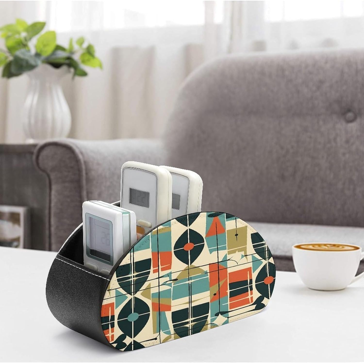 Personalized PU Leather Remote Control Holder with 5 Compartments image 4