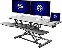 Vista 36 de VIVO Convertidor de escritorio de 32 pulgadas, Serie K, elevador ajustable de altura para sentarse y pararse, estación de trabajo para monitor dual