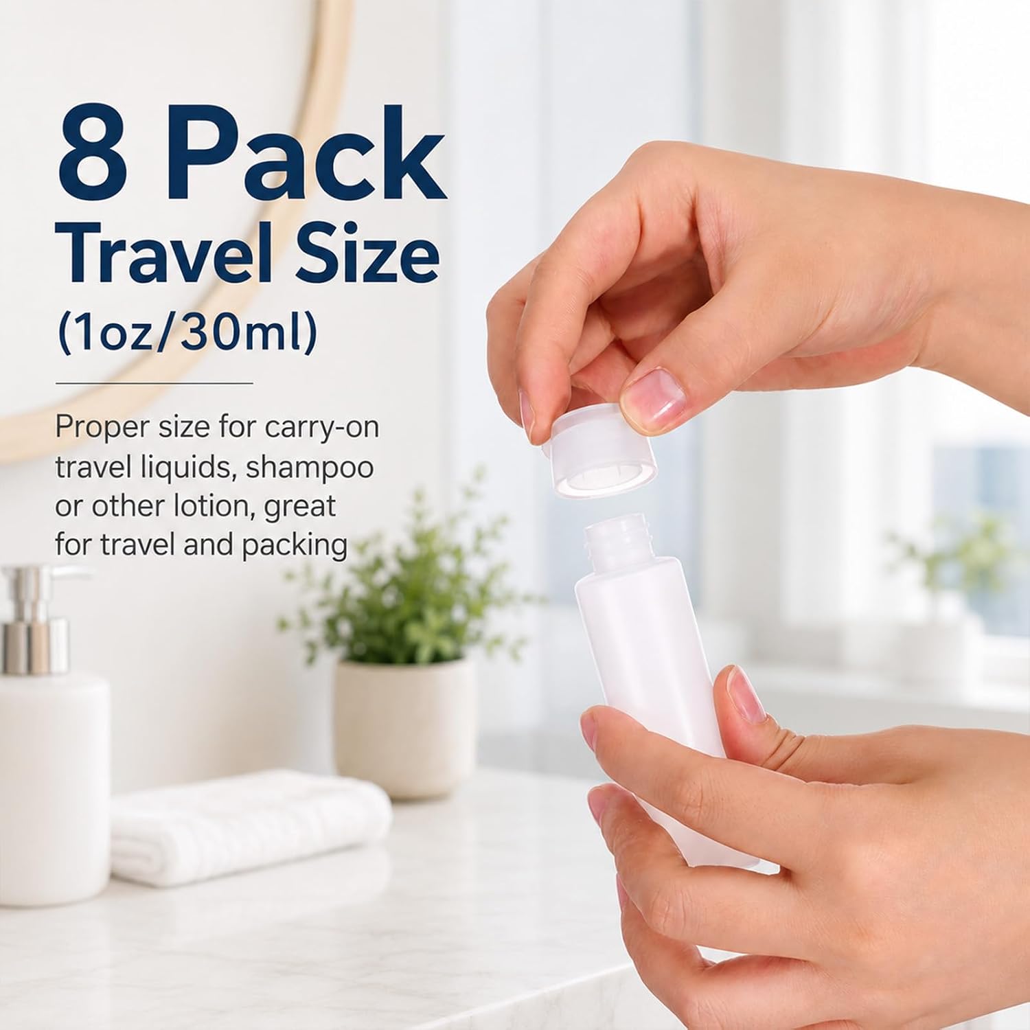 8PCS 1oz Travel Size Toiletries Refillable Bottles, Travel Squeeze Bottles image 3